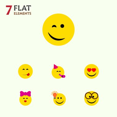 Simge ifade kümesi lezzetli yiyecek düz, iyi bir fikir, hoş ve diğer vektör nesnelerinin vardır. Ayrıca gözleri, içeren eğlenceli, kalp öğeleri.