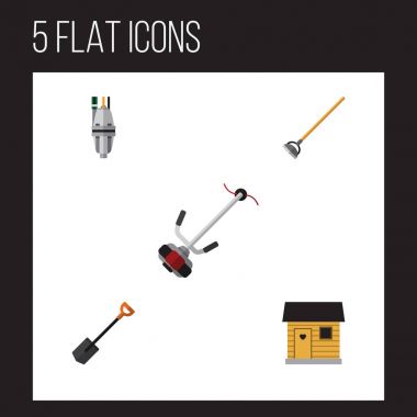 Düz simgesi kulübemde kümesi pompa, Spade, aracı ve diğer vektör nesneleri. Ayrıca araç, kesici, ekipman öğeler içerir.