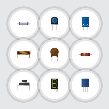 Düz simge teknoloji triyot, hedef, bobin ve diğer vektör nesneleri kümesi. Ayrıca alıcı, hedef, Fiildistor öğeler içerir.