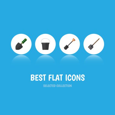 Düz kutsal kişilerin resmi Bahçe küreği, kova, Spade ve diğer vektör nesneleri kümesi. Ayrıca Spade, mala, kürek unsurları içerir.