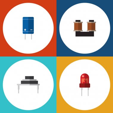 Alıcı, hedef, transistör ve diğer vektör nesnelerini düz simgesi aygıt kümesi. Ayrıca elektronik, direnç, bobin unsurları içerir.