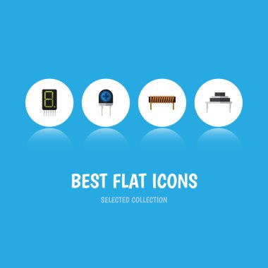 Bir hedef, dönüştürücü, görüntüleme ve diğer vektör nesnelerini düz simgesi aygıt kümesi. Ayrıca hesap makinesi, bakır, bobin öğeleri içerir.