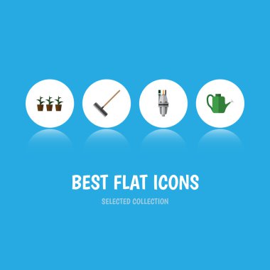 Düz kutsal kişilerin resmi Bahçe Harrow, pompa, Bauer ve diğer vektör nesneleri kümesi. Ayrıca pompa, komisyon, ekipman öğeler içerir.