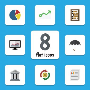 Belge, grafik, sayaç ve diğer vektör nesnelerini düz simge kazanç seti. Ayrıca monitör, abaküs, hesap makinesi öğeleri içerir.