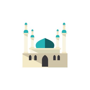 İzole Müslümanlık düz simgesi. Mimari vektör öğesi kullanılan Müslümanlık, Camii, mimari tasarım konsepti için.