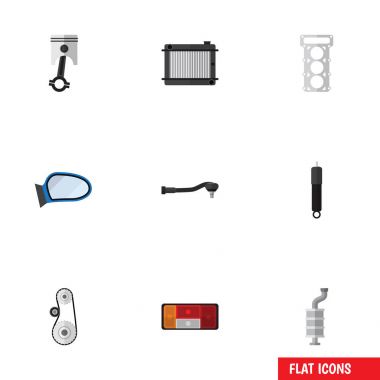 Düz simgesi parçaları ısıtıcı, Cambelt, far ve diğer vektör nesneleri ayarlayın. Ayrıca sürücü, susturucu, radyatör öğeleri içerir.