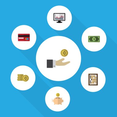 Düz simgesi gelen ödeme, para Kasası, sikke vektör nesnelerini elle ayarlayın. Ayrıca yüzünde morarma, Counter, içerir sikke öğeleri.