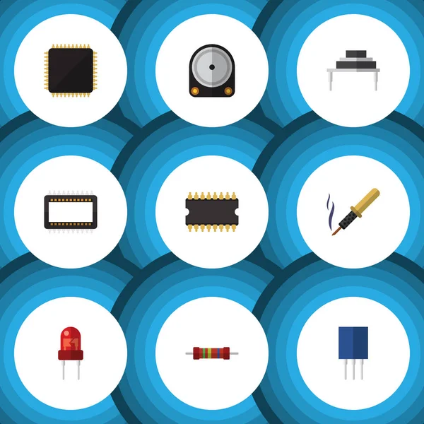 Düz simgesi aygıt kümesi alıcı, mikroişlemci, ana bilgisayarlara ve diğer vektör nesneleri. Direnç, lehimleme, işlemci öğeleri de içerir.