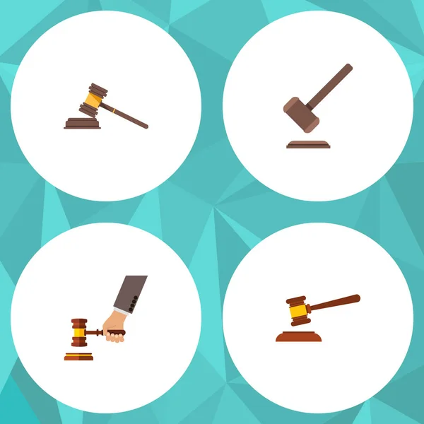 Flat Icon Hammer Set Of Hammer, Tribunal, Crime And Other Vector Objects. Also Includes Court, Tribunal, Justice Elements. — Stock Vector