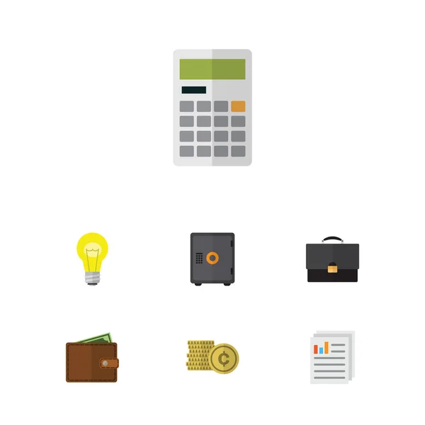 Flat Icon Finance Set de trésorerie, Bubl, Document et autres objets vectoriels. Comprend également de l'argent comptant, coffre-fort, éléments de facturation . — Image vectorielle