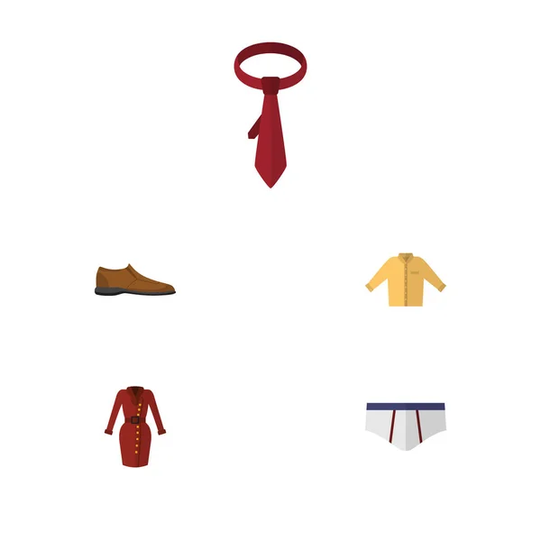 Conjunto de ropa de icono plano de ropa, pie masculino, banyan y otros objetos vectoriales. También incluye ropa, calzoncillos, elementos del zapato . — Vector de stock