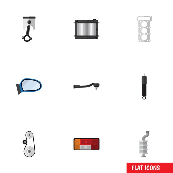 Ensemble de pièces d'icône plate de chauffage, de caméscope, de phare et d'autres objets vectoriels. Comprend également entraînement, silencieux, éléments de radiateur . — Image vectorielle