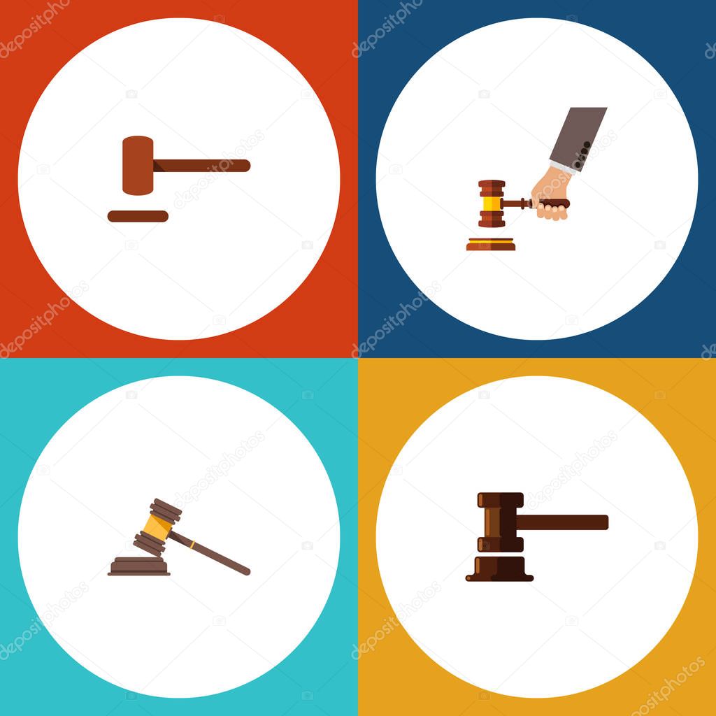 Flat Icon Lawyer Set Of Crime, Court, Government Building And Other Vector Objects. Also Includes Court, Law, Hammer Elements.