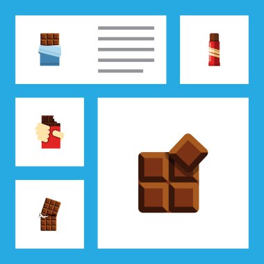 Düz simgesi kakao kümesi tatlı, sarıcı, acı ve diğer vektör nesneleri. Ayrıca çikolata, tatlı, acı öğeleri içerir.