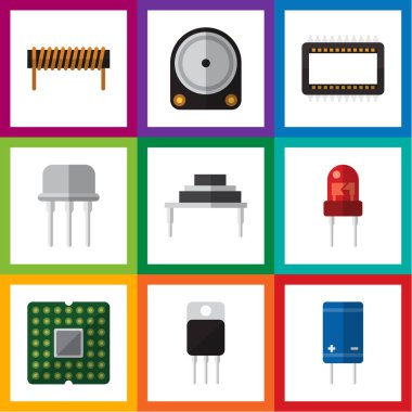 Düz simgesi aygıt kümesi bobin, Hdd, alıcı ve diğer vektör nesneleri. Ayrıca alıcı, bakır, dönüştürücü öğeleri içerir.