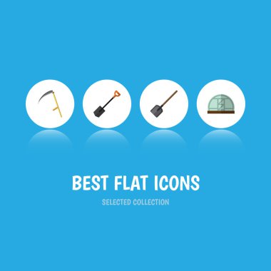 Kürek, kürek, kesici ve diğer vektör nesnelerini düz simge çiftlik seti. Ayrıca kürek, çiftlik, Spade unsurları içerir.