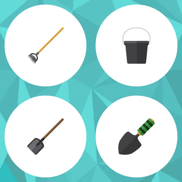 Flat Icon Farm Set Of Pail, Trowel, Shovel And Other Vector Objects. Also Includes Hoe, Spatula, Shovel Elements. — Stock Vector