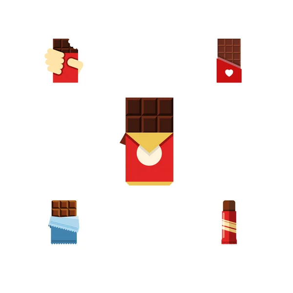Icona piatto Cacao set di dolce, a forma di scatola, amaro e altri oggetti vettoriali. Include anche Amaro, Confezione, Elementi dolci . — Vettoriale Stock