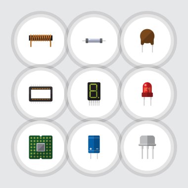 Düz simge elektronik birimi, ekran, alıcı ve diğer vektör nesnelerini ayarlayın. Ayrıca Fiildistor, içerir hesaplamak, bobin öğeleri.