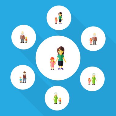 Düz simgesi aile Nine, torun ayarla, çocuklar vektör nesnelerine. Ayrıca kardeş, Aile, torunu öğeleri içerir.