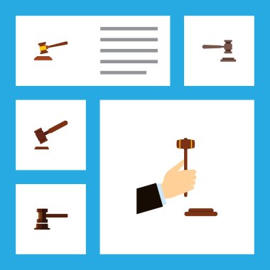 Düz simgesi avukat kümesi yasal, çekiç, Hükümet Binası ve diğer vektör nesneleri. Ayrıca savunma, mahkeme, adalet öğeleri içerir.