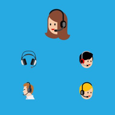 Düz simgesi Telemarketing Telemarketing, kulaklık, hizmet ve diğer vektör nesnelerini ayarlayın. Ayrıca Telefonla satış, kulaklık, arama öğeleri içerir.