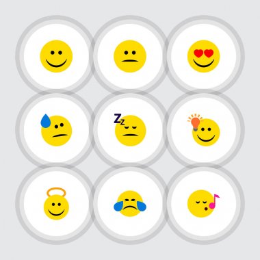 Joy, soğuk terler, düz simgesi ifade dizi var iyi bir görüş ve diğer vektör nesneleri. Ayrıca ışık, gözyaşları, kalp unsurları içerir.