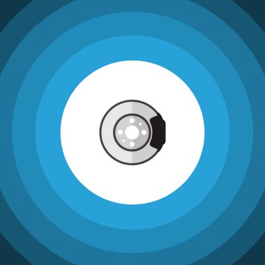 İzole fren Disk düz simgesi. Metal vektör öğesi kullanılan fren, Disk, Metal tasarım konsepti için.