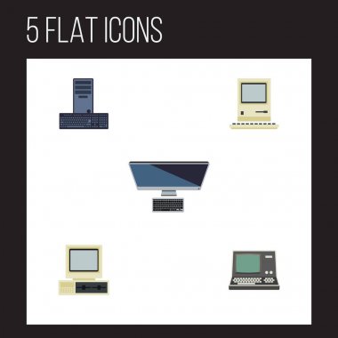 Düz simge bilgisayar seti Pc, bilgisayar, bilgisayar ve diğer vektör nesneleri. Ayrıca bilgisayar, kişisel, Pc öğeleri içerir.