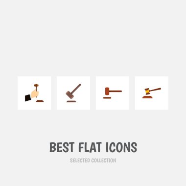 Düz simgesi avukat kümesi savunma, mahkeme, çekiç ve diğer vektör nesneleri. Ayrıca savunma, hukuk, adalet unsurları içerir.