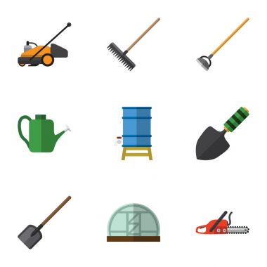 Düz kutsal kişilerin resmi Bahçe mala, çim biçme makinesi, Harrow ve diğer vektör nesneleri kümesi. Ayrıca içerir çim, Bauer, Tank öğeler olabilir.