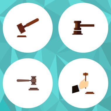 Düz simgesi çekiç kümesi hukuk, hükümet konağı, adalet ve diğer vektör nesneleri. Ayrıca mahkeme, mahkeme, hukuk öğeleri içerir.