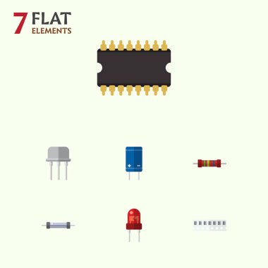 Düz simge elektronik kümesi Resist, bellek, alıcı ve diğer vektör nesneleri. Ayrıca birim, içerir alıcı, karşı koymak öğeleri.