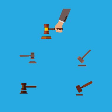 Düz simgesi çekiç kümesi hukuk, adalet, suç ve diğer vektör nesneleri. Ayrıca mahkeme, suç, yasal unsurları içerir.