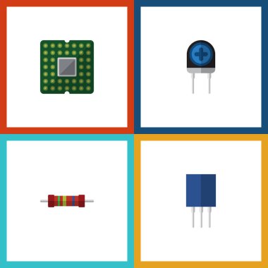 Düz simgesi aygıt kümesi direnç, dönüştürücü, priz ve diğer vektör nesneleri. Ayrıca Receptacle, dönüştürücü, alıcı öğeleri içerir.