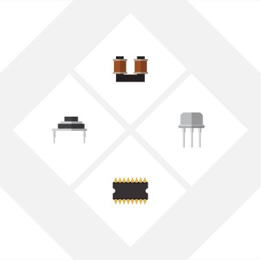 Bobin bakır, hedef, Resist ve diğer vektör nesnelerini düz simge elektronik seti. Ayrıca Resist, bakır, hedef öğeleri içerir.