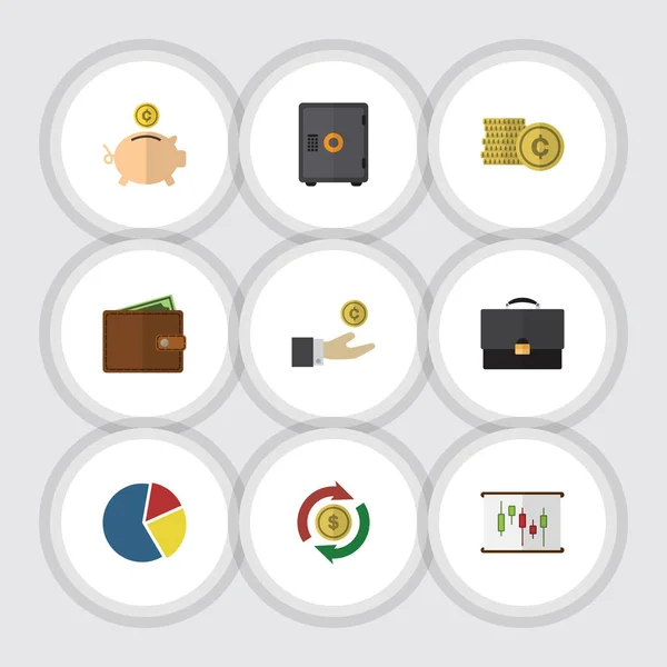 Flat Icon Incoming Set Of Hand With Coin, Portfolio, Interchange Vector Objects. Also Includes Cash, Portfolio, Bar Elements. — Stock Vector