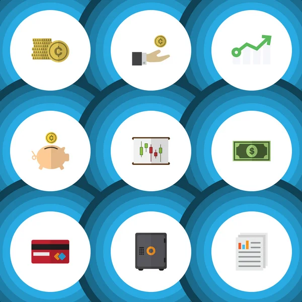 Düz simgesi Finans Para kutusu, sikke, belge vektör nesnelerini elle ayarlayın. Ayrıca para, sikke, dolar öğeleri içerir.