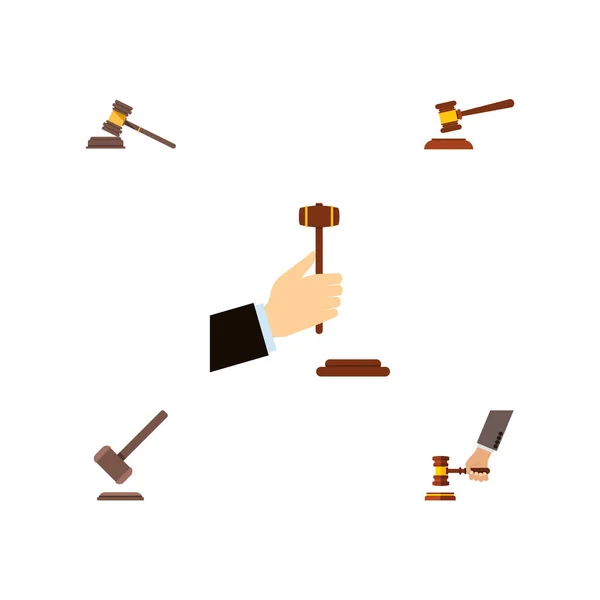 Flat Icon Hammer Set Of Hammer, Crime, Tribunal And Other Vector Objects. Also Includes Court, Legal, Justice Elements. — Stock Vector