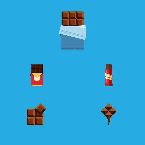 フラット アイコン チョコレートは、ココア、甘い、おいしい、他のベクトル オブジェクトのセット。甘い、苦い、ココアの要素も含まれます. — ストックベクタ