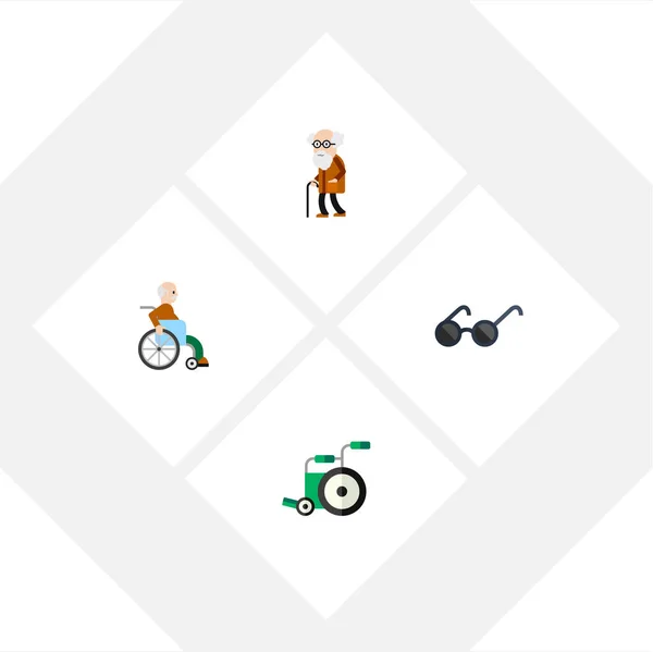 Flat Icon Disabled Set of Ancestor, gafas, objetos vectoriales para hombre discapacitado. También incluye discapacitados, discapacitados, elementos ancestrales . — Vector de stock