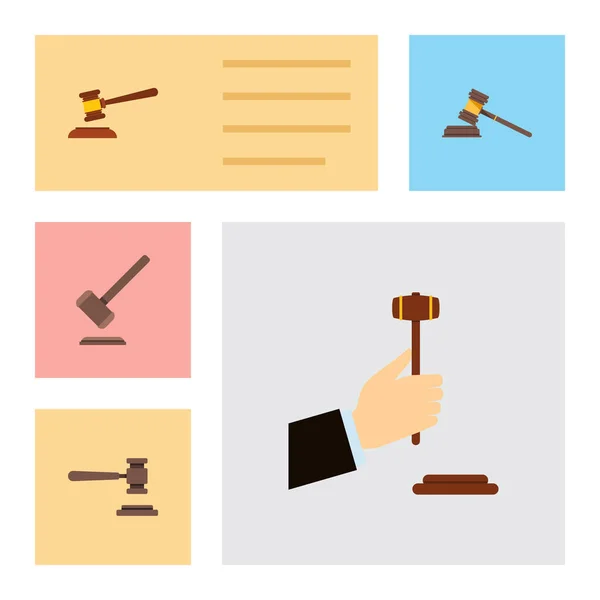 Flat Icon Court Set Of Law, Hammer, Legal And Other Vector Objects. Also Includes Legal, Justice, Crime Elements. — Stock Vector