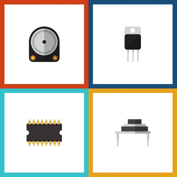 Set de aparatos de iconos planos de destino, Hdd, receptor y otros objetos vectoriales. También incluye procesador, duro, elementos de la impulsión . — Vector de stock