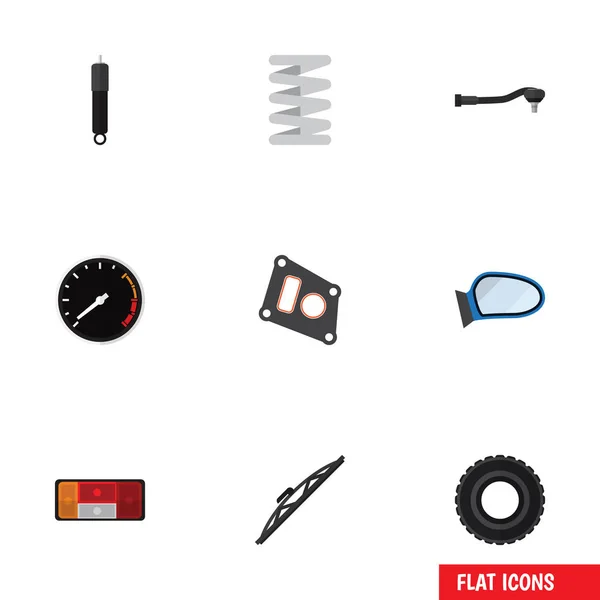 Flat Icon Parts Set Of Gasket, Windshield, Auto Component And Other Vector Objects. Also Includes Packing, Auto, Absorber Elements. — Stock Vector