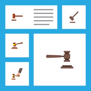 Düz simgesi çekiç kümesi suç, savunma, yasal ve diğer vektör nesneleri. Da içeren yasal, mahkeme, savunma elemanları.
