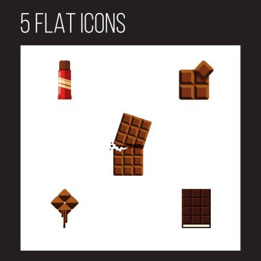 Düz simgesi çikolata kakao, tatlı, tatlı ve diğer vektör nesneleri ayarlayın. Aynı zamanda lezzetli, tatlı, çikolata öğeleri içerir.