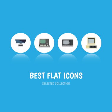 Düz simge bilgisayar kümesi Pc, teknoloji, bilgisayar ve diğer vektör nesneleri. Ayrıca Retro, Vintage, bilgisayar öğeleri içerir.