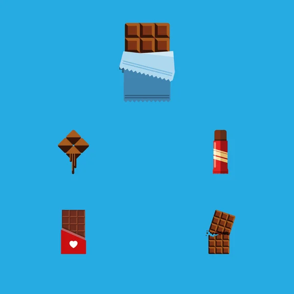 Ensemble plat d'icônes amères d'emballages, de bonbons, de chocolats et d'autres objets vectoriels. Comprend également en forme, Dessert, Éléments d'emballage . — Image vectorielle