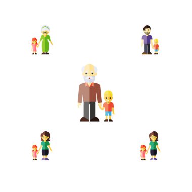 Düz simgesi insanlar torun, kızı, annesi vektör nesneleri kümesi. Ayrıca İngitere, Dede, anne öğeleri içerir.