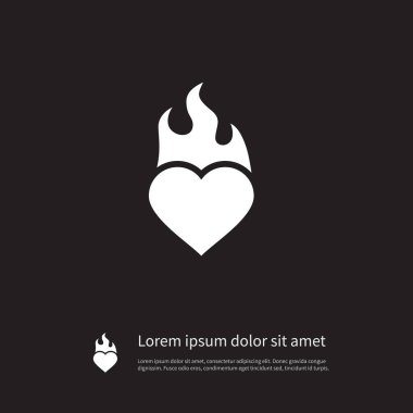 İzole alev simgesi. Yanık vektör öğesi yanık, alev, kalp tasarım konsepti için kullanılabilir.